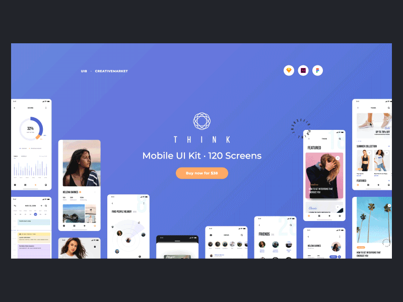Website for Think UI Kit app concept graphic ios iphone x landing mobile ui kit ux web