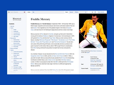 Wikipedia Redesign Challenge app article flat freddie mercury ui ux web webdesign website wiki wikipedia