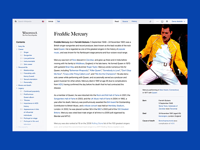 Wikipedia Redesign Challenge app article flat freddie mercury ui ux web webdesign website wiki wikipedia