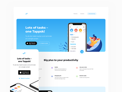 Tappsk Landing app iphone landing task manager todo ui ux web design