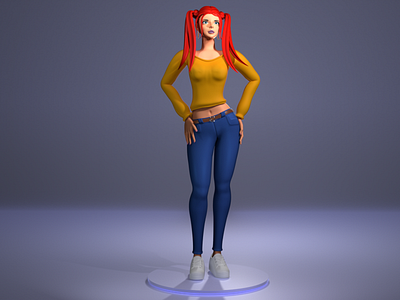 Pigtails girl 3d 3d design animation character graphic design illustration motion graphics