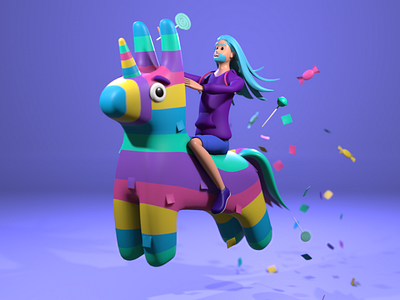 Dangerous piñata 3d 3d design animation character character design colors design illustration party sweet ui ui design ux web