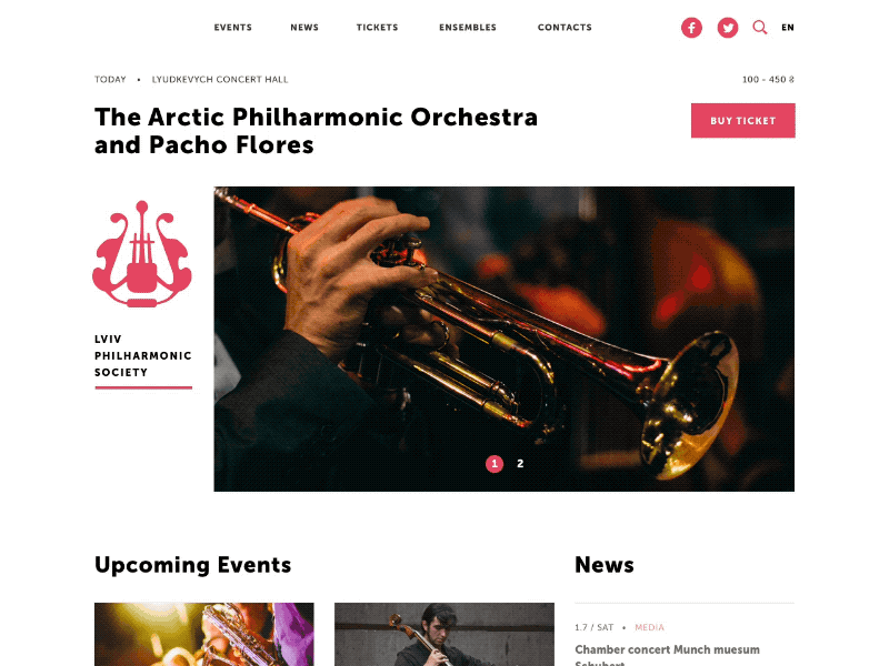 New Look & Feel for Lviv Philharmonic animation event history home music news orchestra page philharmonic scroll timeline