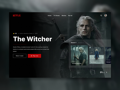 Netflix Witcher Concept app dashboard design desktop figma mobile netflix ui ux web web design website