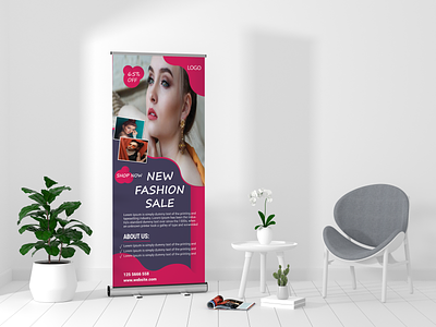 Modern fashion roll up banner design a4 print ready template banner branding brochure business flyer constructions creative design discount fashion banner illustration logo modern pop up banner retractable banner roll up roll up banner sale stand banner standee