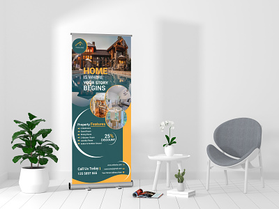 Real estate roll up banner pop up banner retractable banner standee