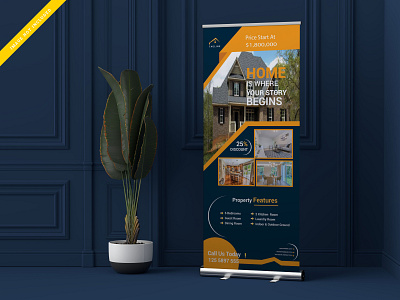 Real estate roll up banner design banner branding brochure business flyer corporate creative design dream home home sale property hotel illustration logo modern pop up banner print ready template professional profile retractable banner roll up banner ui