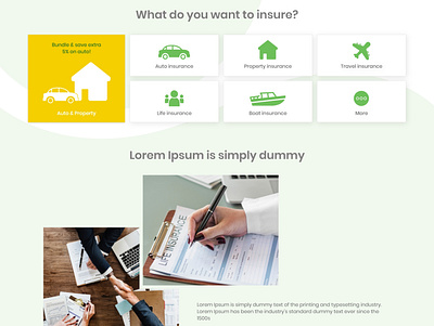 Life Insurance Landing page design branding design development green insurance ui ux web yellow