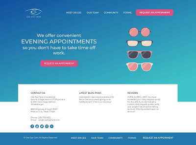Landing page design for gee eye care blue branding design development eye care gradient ui ux web web page