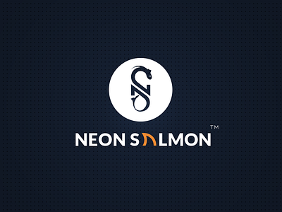 Neon Salmon bagpack logo illustration logo neon salmon salmon logo