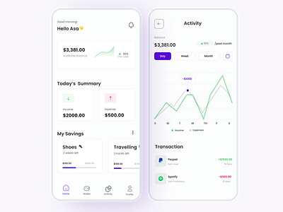 A simple financial app app design app ui figma figma design financial minimal minimalist mobile app product design savings ui ui design uiux user experience user interface