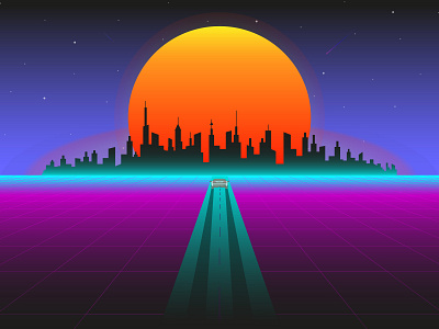 retro wave and synthwave banner