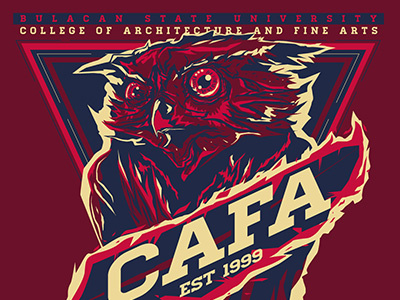 BulSU CAFA Owls Mascot Shirt Design bulacan state university bulsu cafa maroon mascot owl owls red shirt shirt design