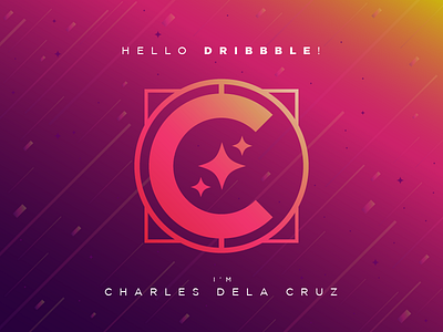 Shoot me with gradients, Dribbble! Hello! chakigun debut fuchsia gold gradient logo personal branding pink purple stars studio chakigun yellow