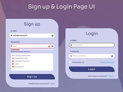 Sign up & Login Page UI