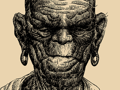 Old chief/Старый вождь character comics drawing graphic illustration mascot oldmen