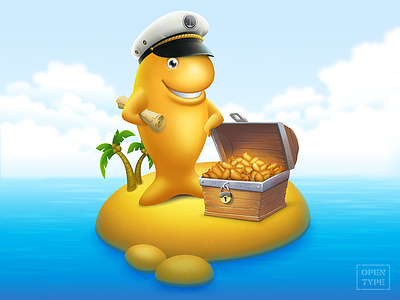 Hidden treasures captain character cracker digitalart gold illustration island personage sea treasures