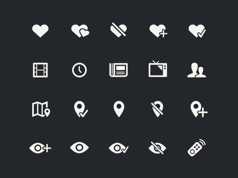 Ciné-Loisirs Icon Set eye watching remote television showtime feeling heart social movie icon iphone ciné-loisirs