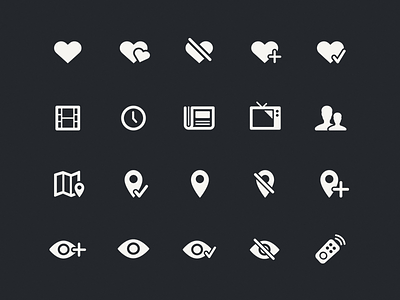 Ciné-Loisirs Icon Set ciné loisirs eye feeling heart icon iphone movie remote showtime social television watching