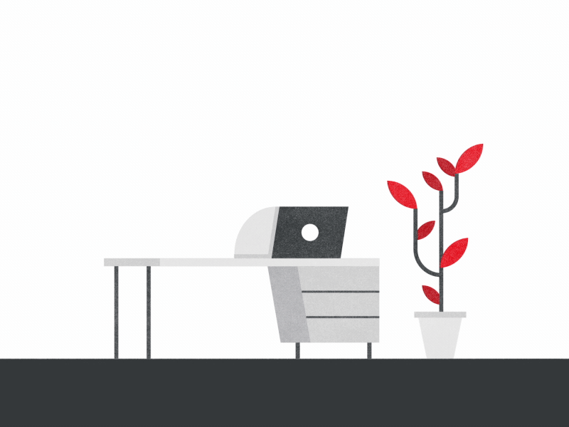 Office 2d after effects animation computer flat graphics motion motion design office plant