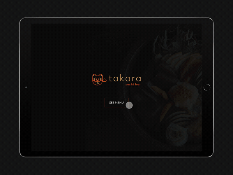 Interactive Menu of Takara Sushi Bar interactive menu prototype rebranding restaurant uxui visual design