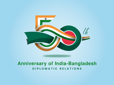 50th India-Bangladesh anniversary bangladesh branding clean design diplomatic flag india logo modern ties