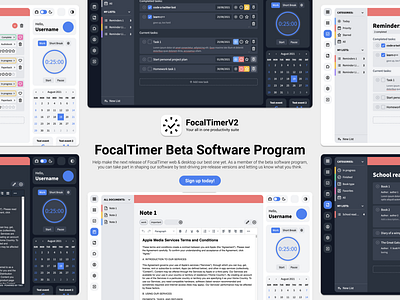 FocalTimer Public Beta Promotional Shot app design flat graphic design minimal ui web