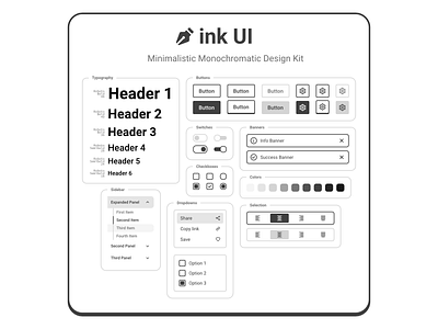 ink UI Design Kit design minimal monochromatic ui