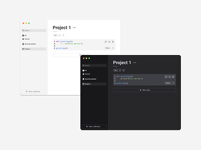 Code Snippets App Prototype app design flat minimal ui web