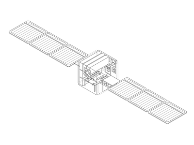 CubeSat Wireframe Design illustration isometric minimal outline prototype sketch wireframe