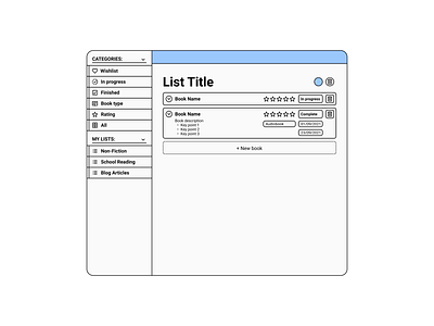 FocalTimer Reading List Wireframe Layout app design flat graphic design minimal ui ux web webdesign