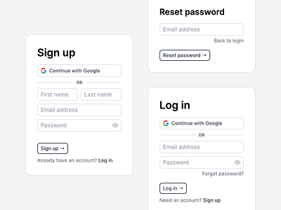 Minimal Authentication React Components app authentication design flat graphic design login minimal signup ui web