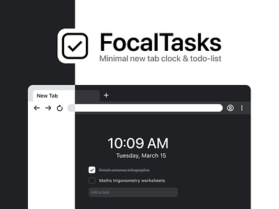 FocalTasks - Clock & Todo-list Chrome extension app chrome chrome extension design flat graphic design minimal ui web