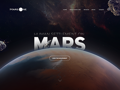 Mars one Landing page header