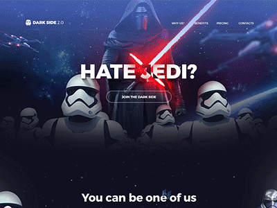 Darkside startup jedi landing star wars website