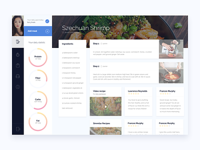 Health Application Recipe Page available circle fitness flat food hire recipe restaurant ui ux web