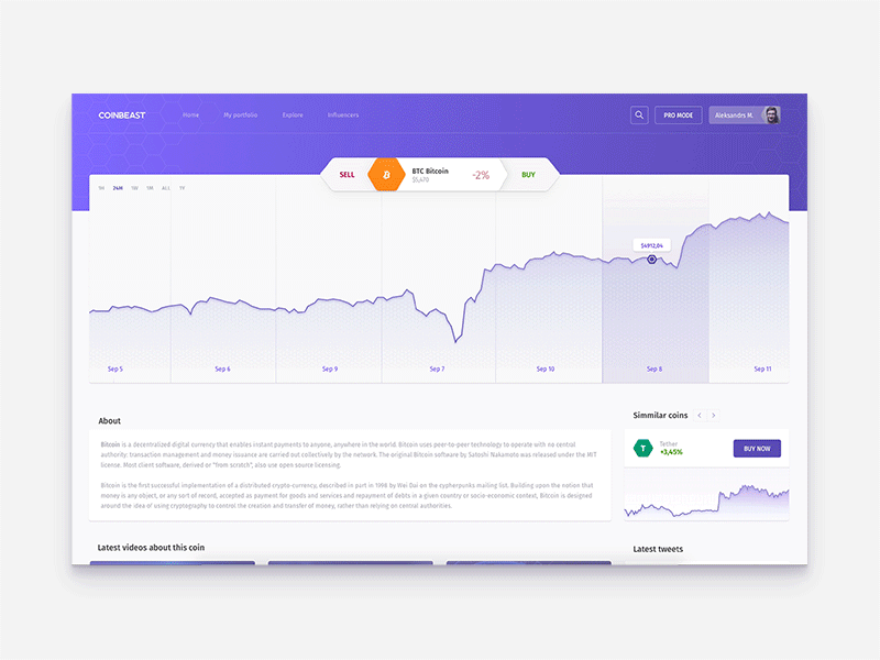 Cryptocurrency dashboard - coin inner page