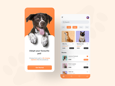 Pet Shop Mobile App app cat design dog interface mobile petshop ui