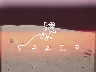 The Final Frontier astronaut illustration line minimal moon nasa space typography