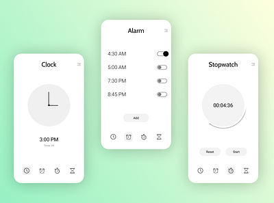 Alarm application alarm app clock design designer stopwatch time timer ui uiux