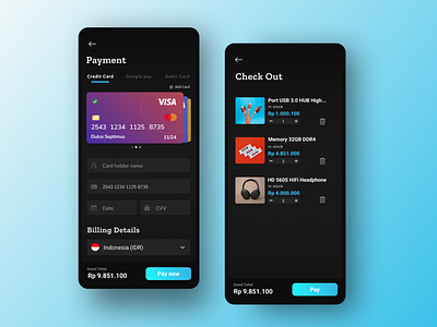 Daily UI 02/100 - Credit Card Checkout application credit card dailyui mobile ui