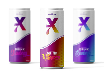 X7 Energy Drink bottle branding can drink energy gradient packaging redbull