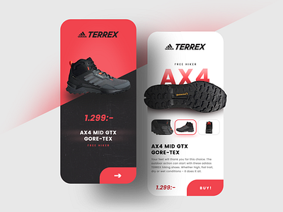 Adidas Terrex adidas app campaign concept landing page mobile shoes terrex ui ux web xd