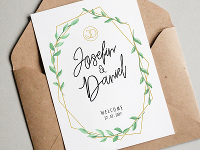 Wedding Invite botanical card ceremony floral gold invitation invite leaves marriage print typography wedding