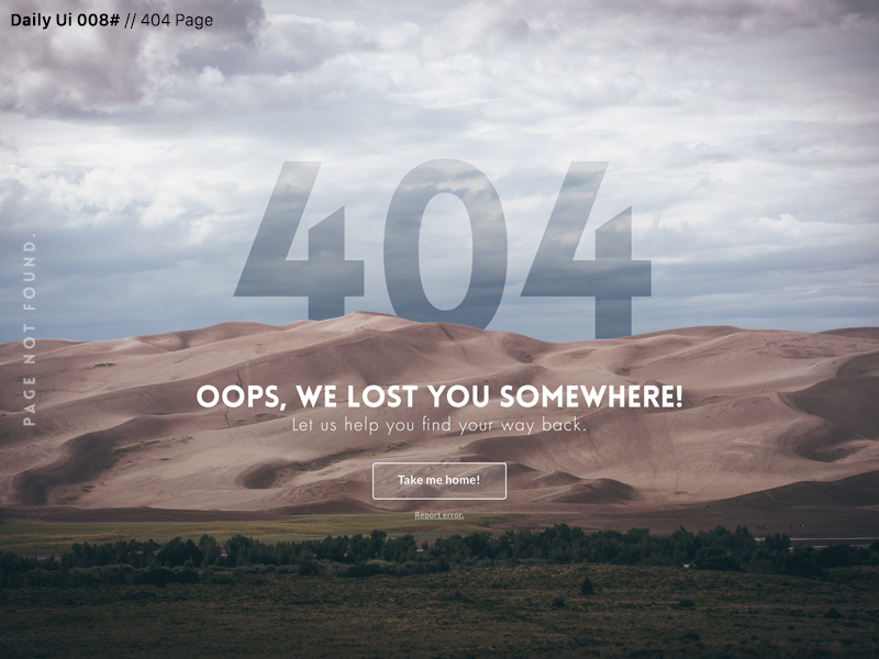 Daily Ui 008# ui ux daily ui challenge dailyui lost flat error 404 web