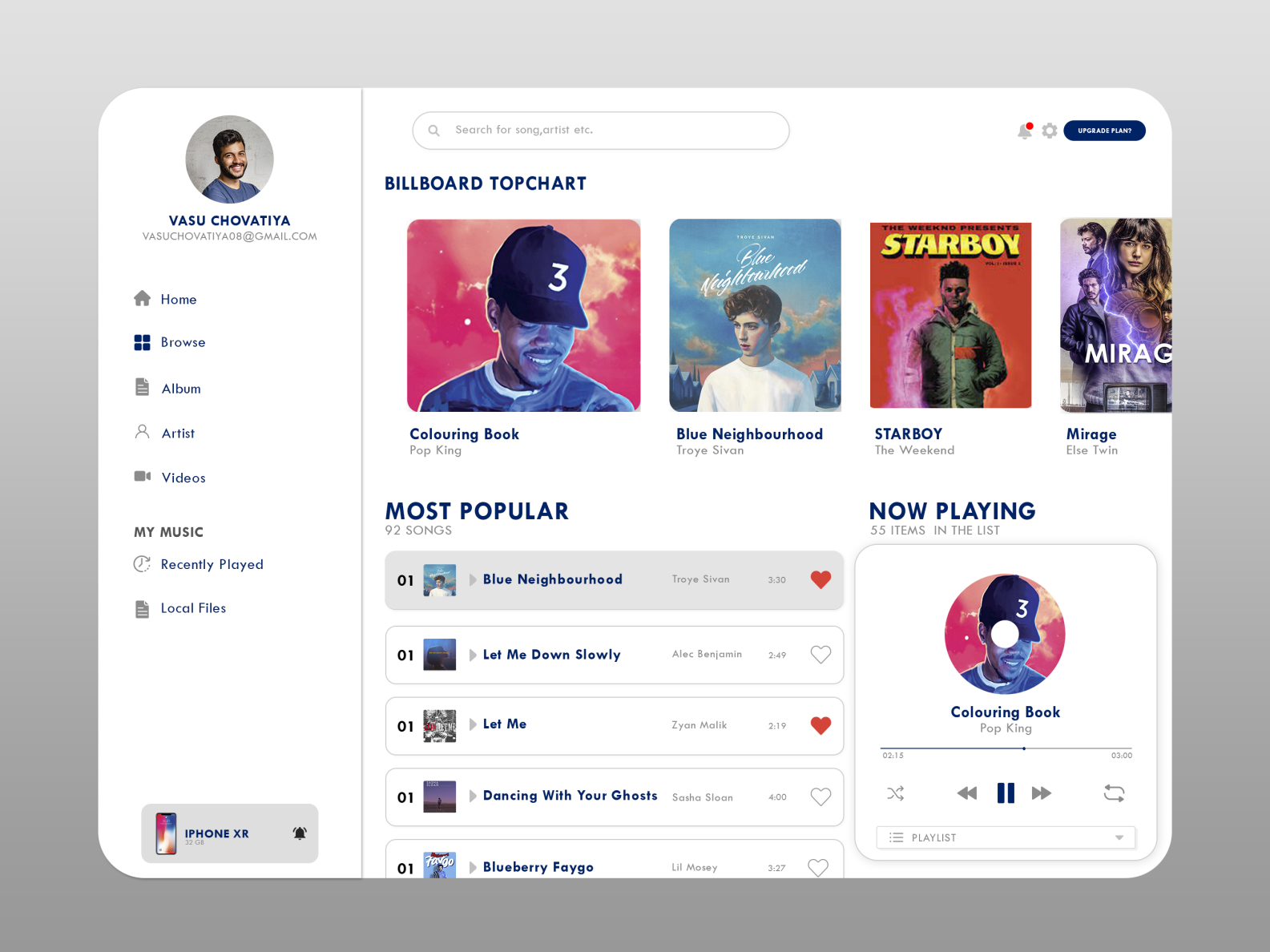 MUSIC PLAYER WEB PAGE UI by Vasu CHOVATIYA on Dribbble