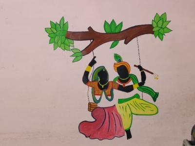 Radhe Krishna drawing illustration watercolors