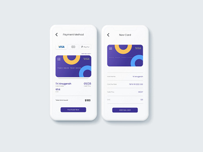 Credit Card Checkout app design ui ux