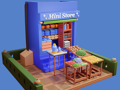 Mini store 3d 3d website animation branding design graphic design illustration illustrator isometric logo motion graphics ui vector web