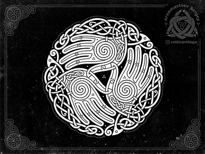 the Oath - triskelion hands knotwork branding celtic design emblem hand illustration irish knot knotwork logo music oath ornament palm palms viking